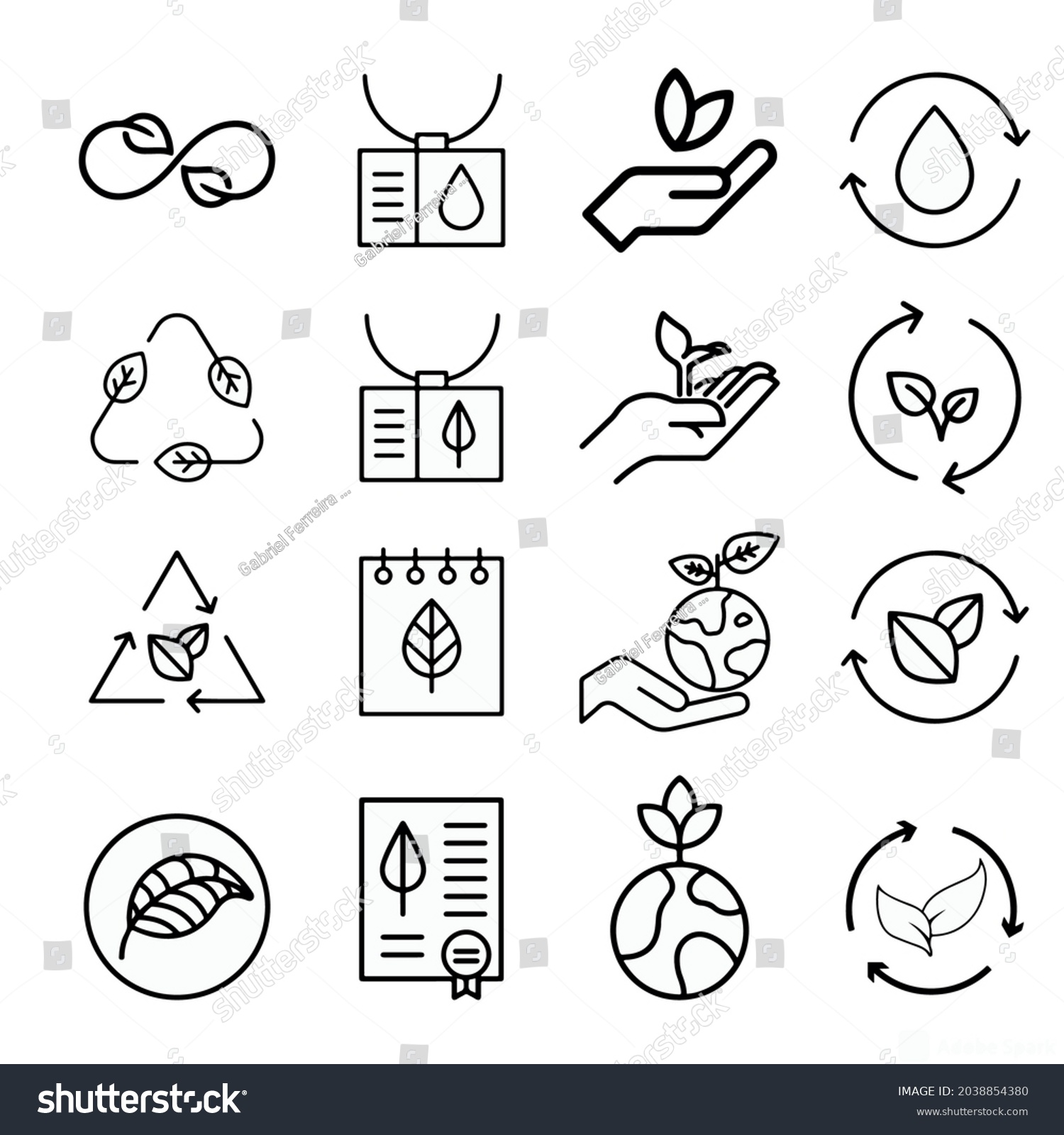 Sustainability Icons Black Vector Minimalist Stock Vector (Royalty Free ...