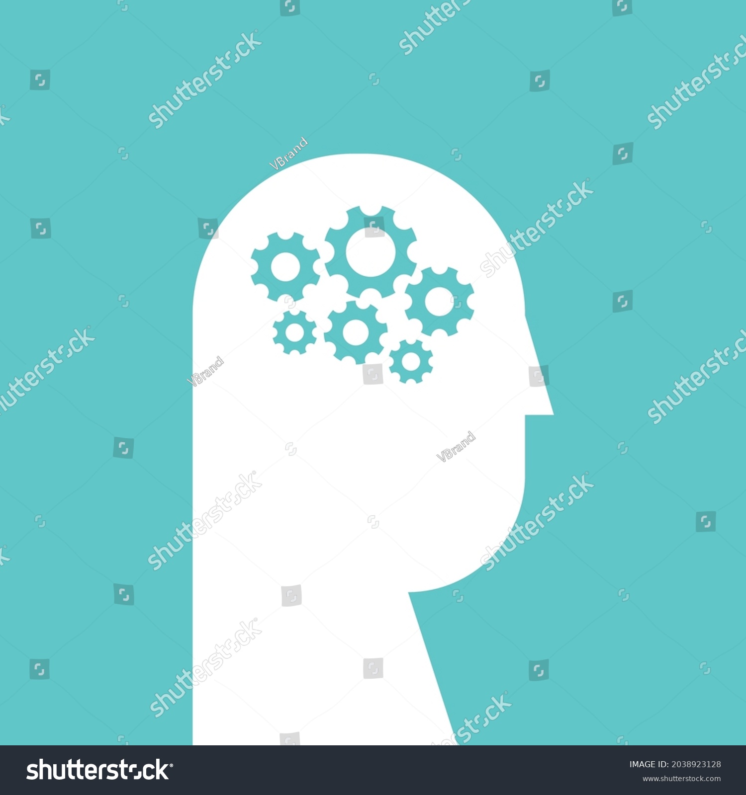 Gear Head Brain Work Vector Illustration Stock Vector (Royalty Free ...