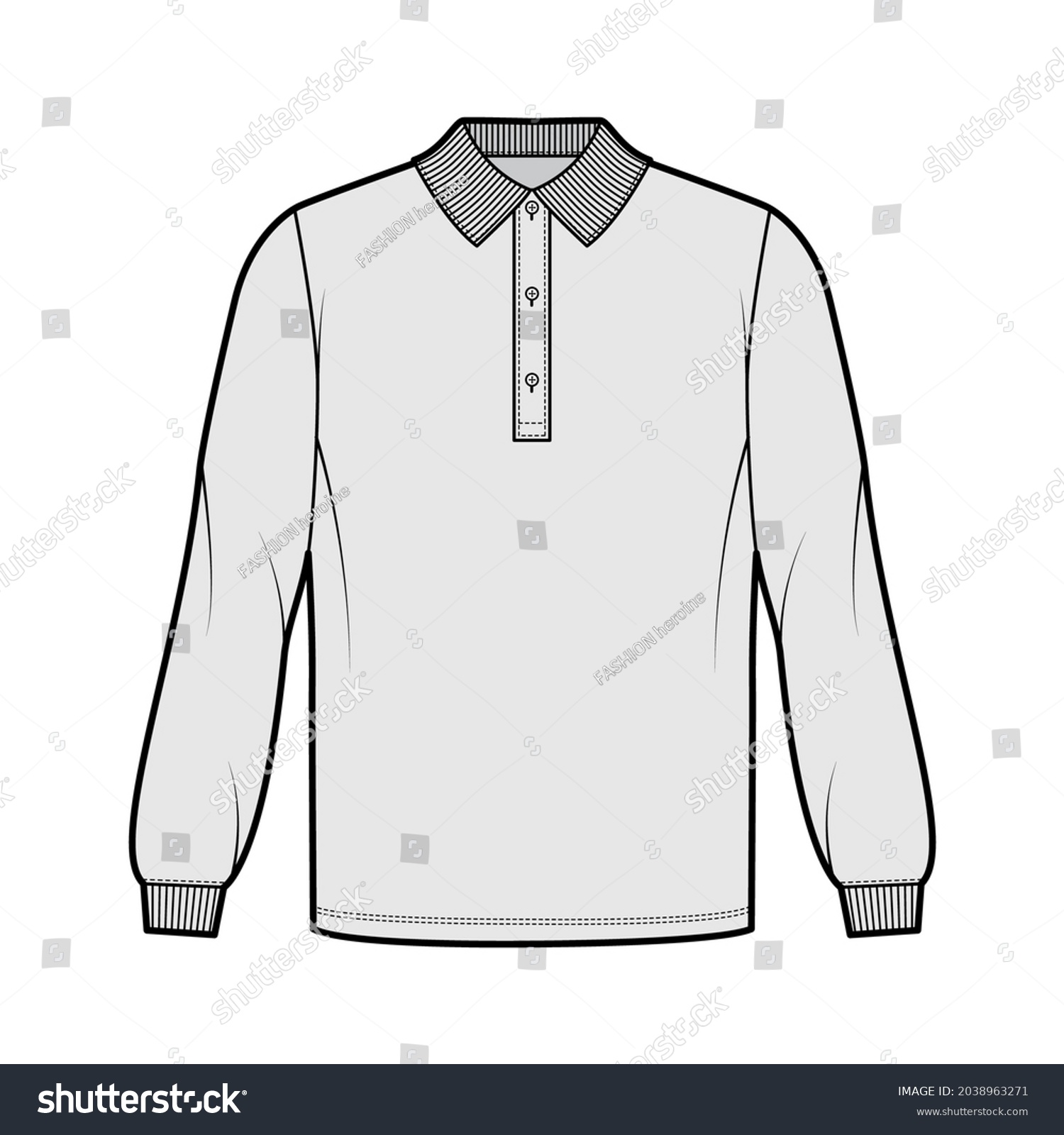 Shirt Polo Oversized Technical Fashion Illustration Stock Vector ...