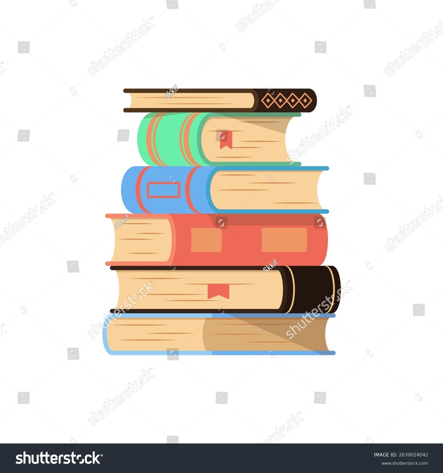 Stack Various Books Color Vector Illustration Stock Vector (Royalty ...