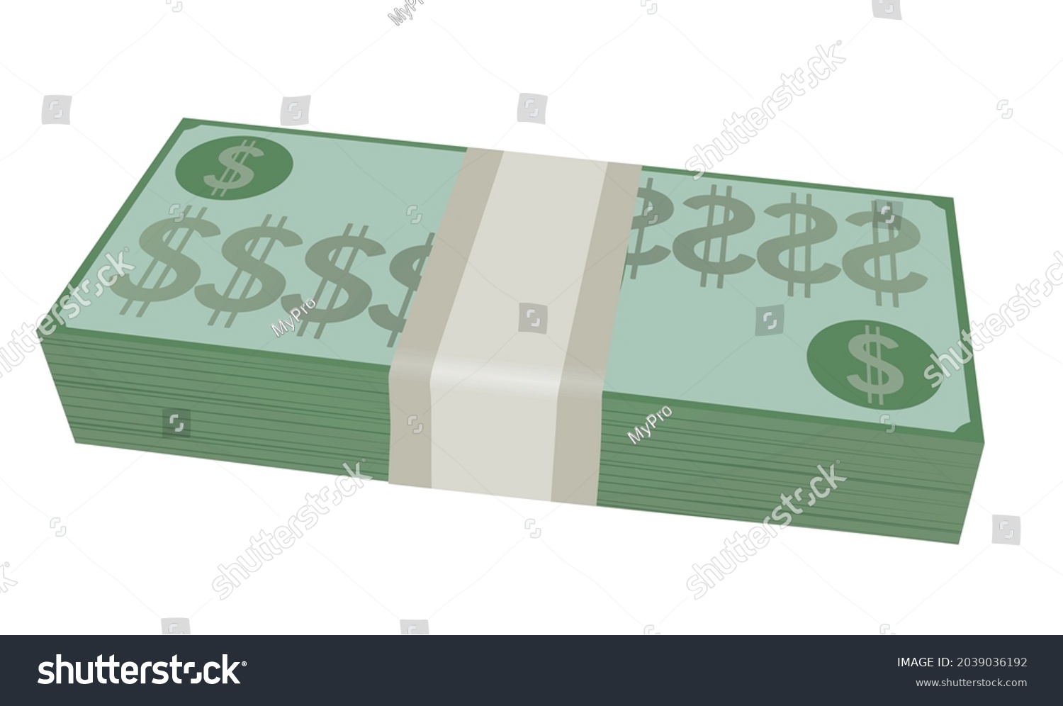 Pile Us Dollars Vector Stock Vector (Royalty Free) 2039036192 ...