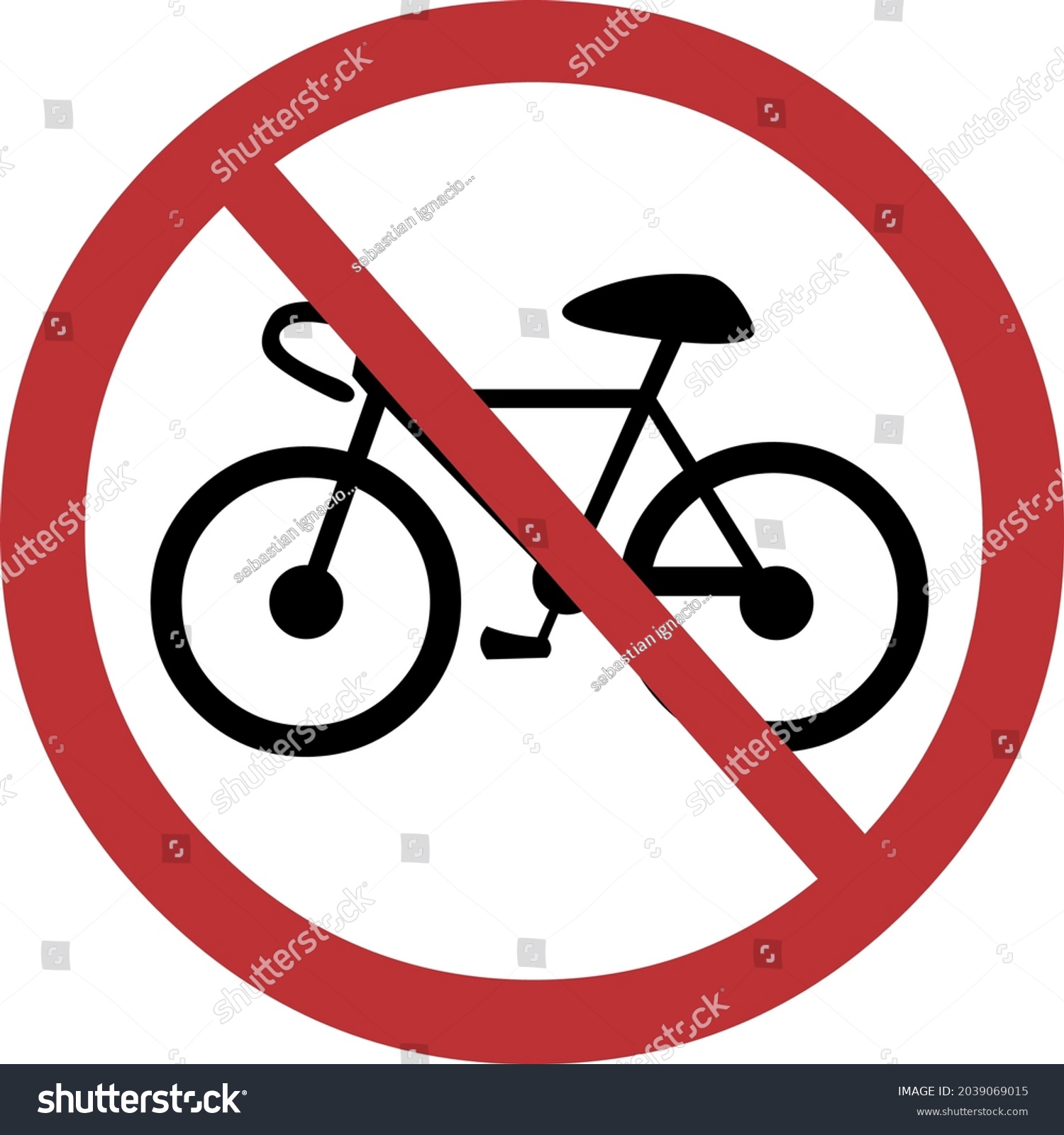 Vector Illustration Street Signage Prohibited Bicycle Stock Vector ...