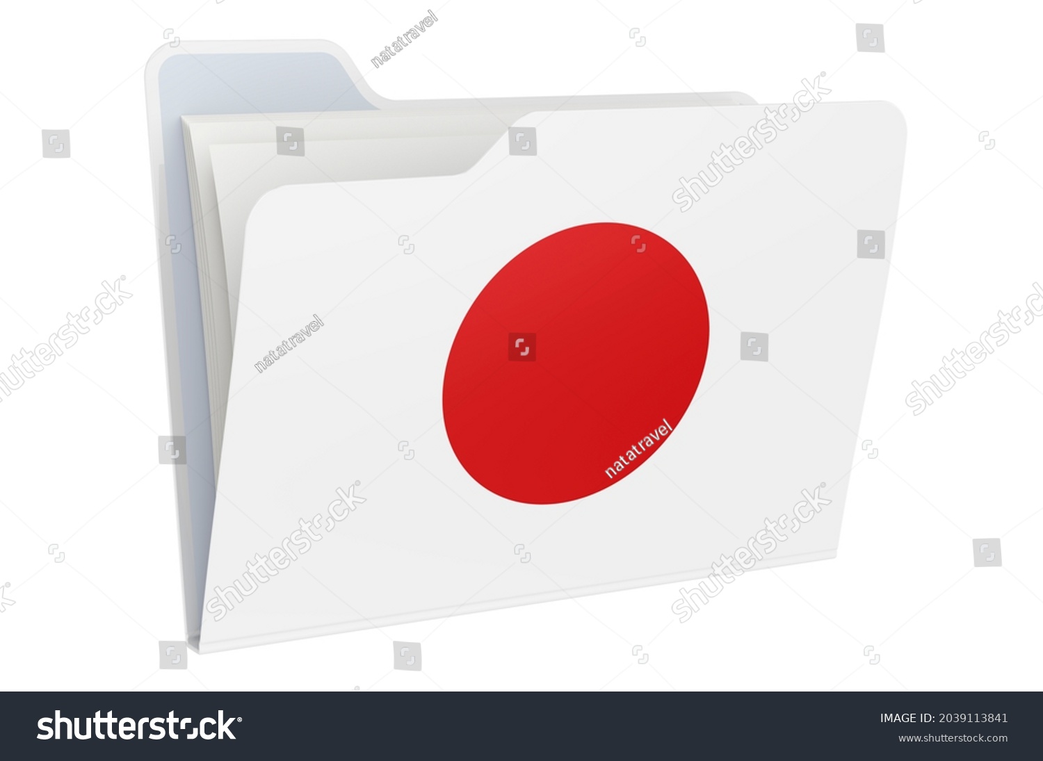 Computer Folder Icon Japanese Flag 3d 库存插图 2039113841 Shutterstock