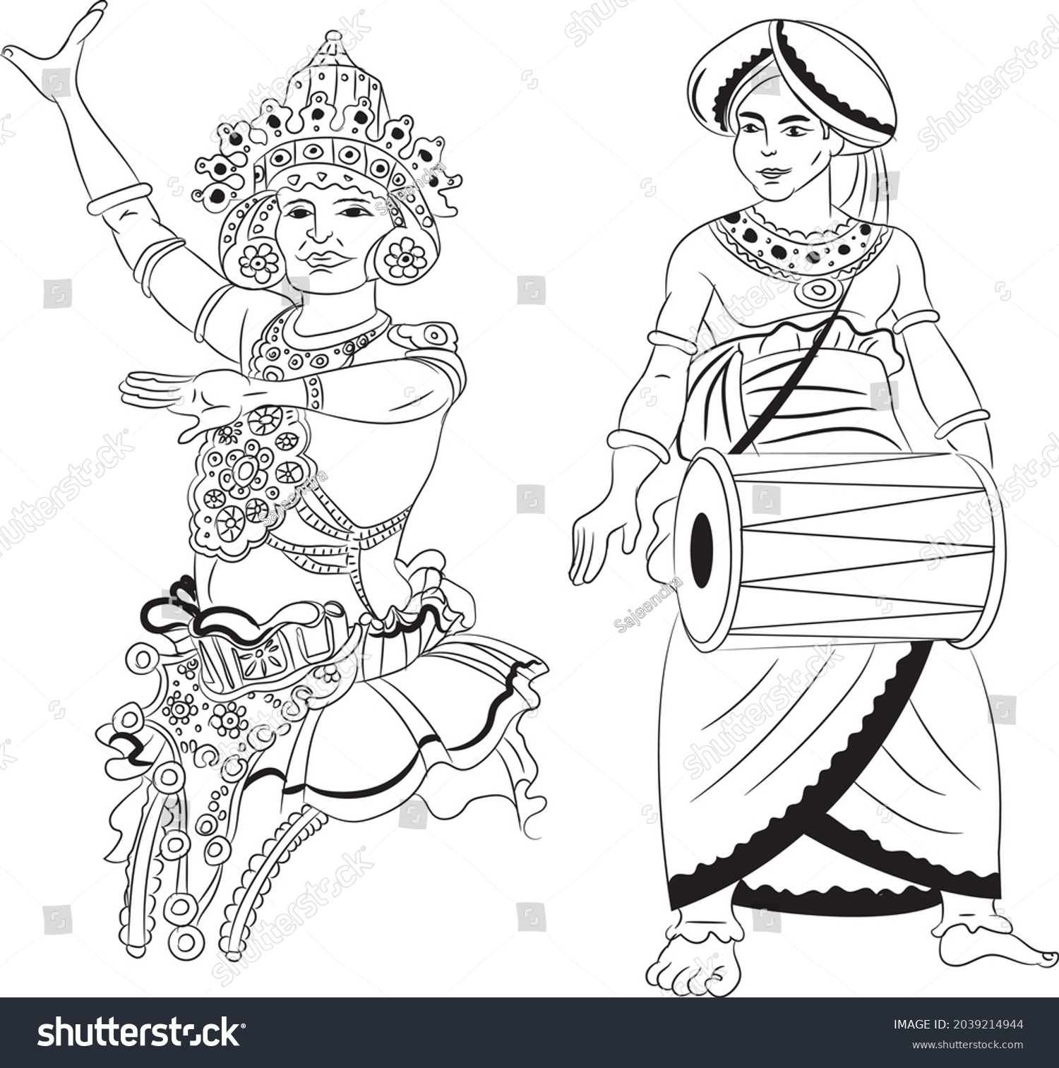 Sri Lankan Traditional Dancer Art Culture Stock Vector (Royalty Free ...