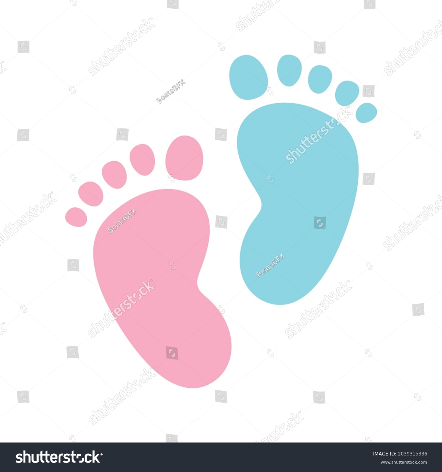 Pink Blue Baby Footprint Icon Set Stock Vector (Royalty Free ...