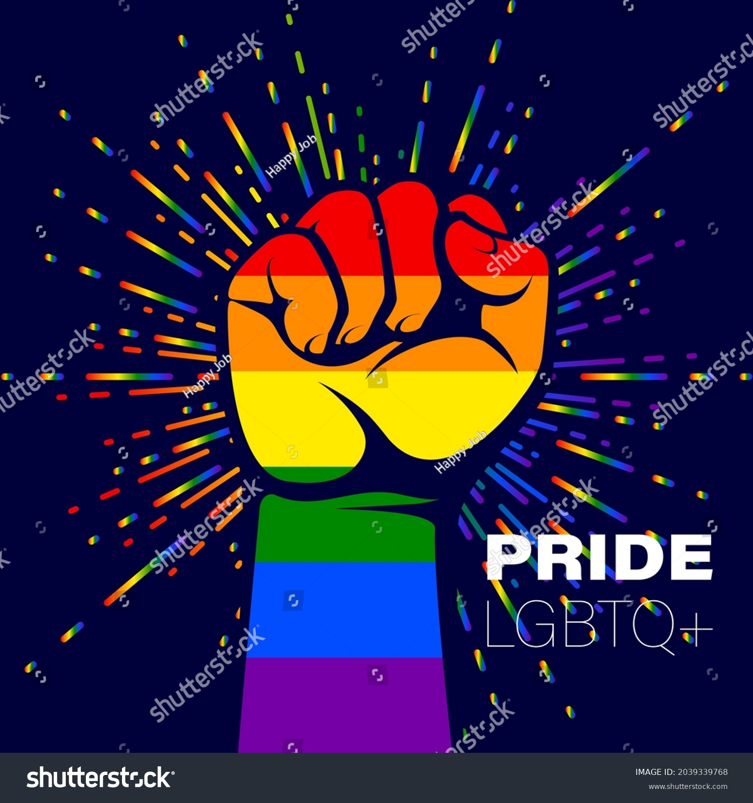 Hand Rainbow Flag Colors Lgbt Symbol Stock Vector Royalty Free 2039339768 Shutterstock 