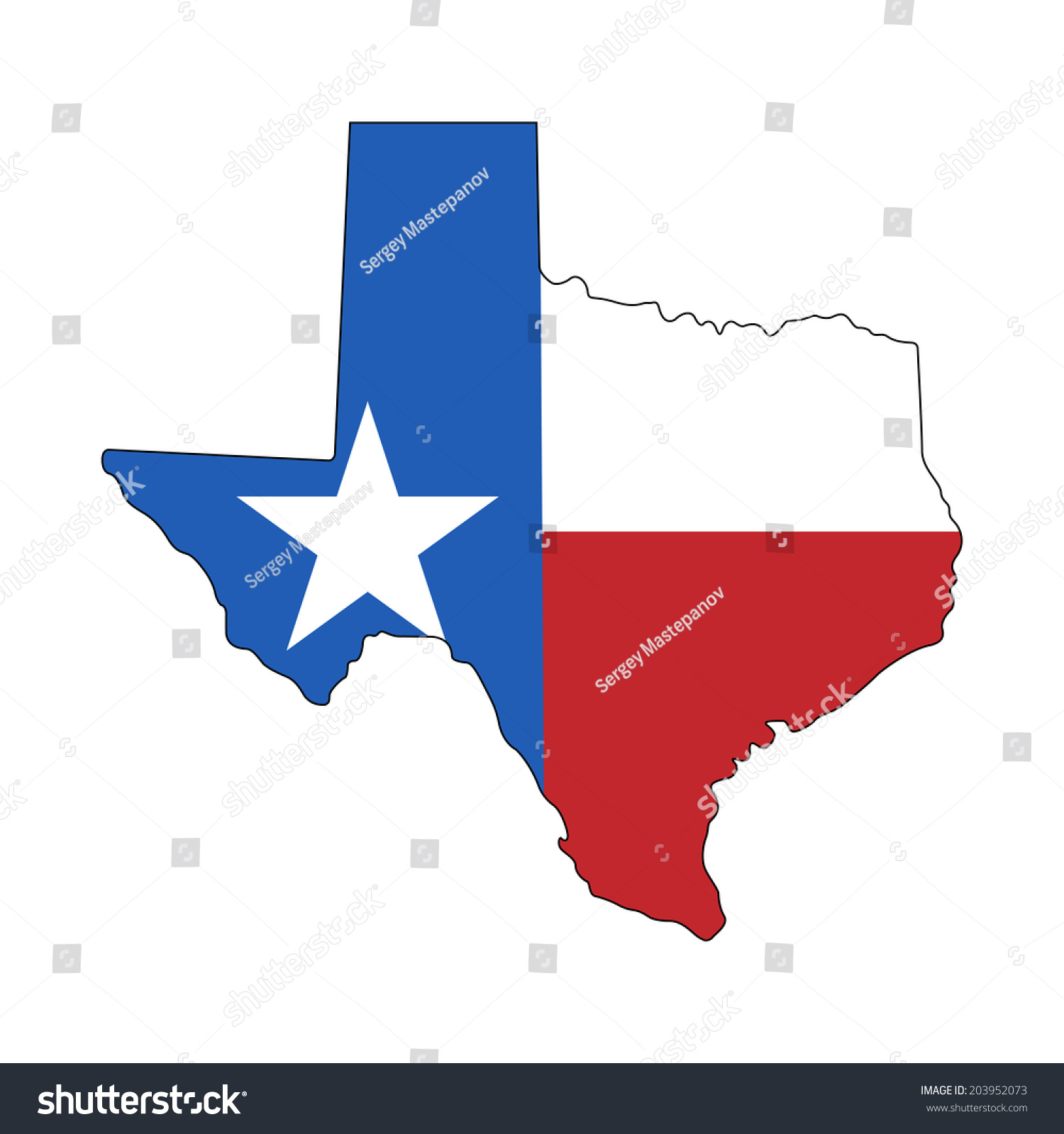 Texas Map Flag Isolated On White Stock Vector (Royalty Free) 203952073 ...