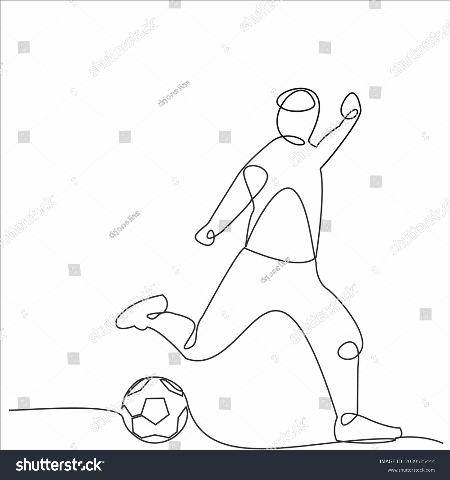 Continuous Line Drawing Illustration Showing Soccer Stock Vector ...