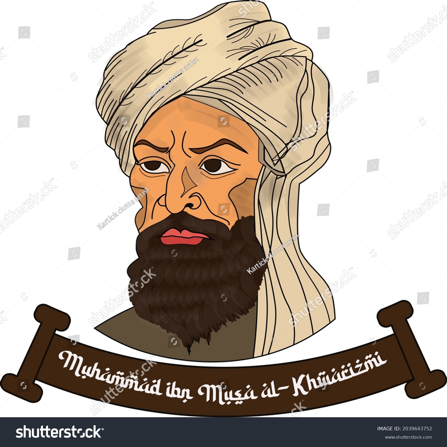 Muhammad Ibn Musa Alkhwarizmi Persian Mathematician Stock Vector ...