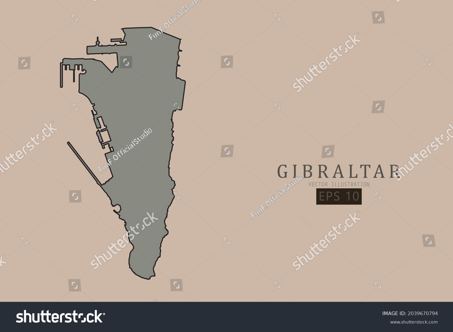 Stock Vector Gibraltar Map World Map International Vector Template With Old Classic Style And Gray Color On 2039670794 