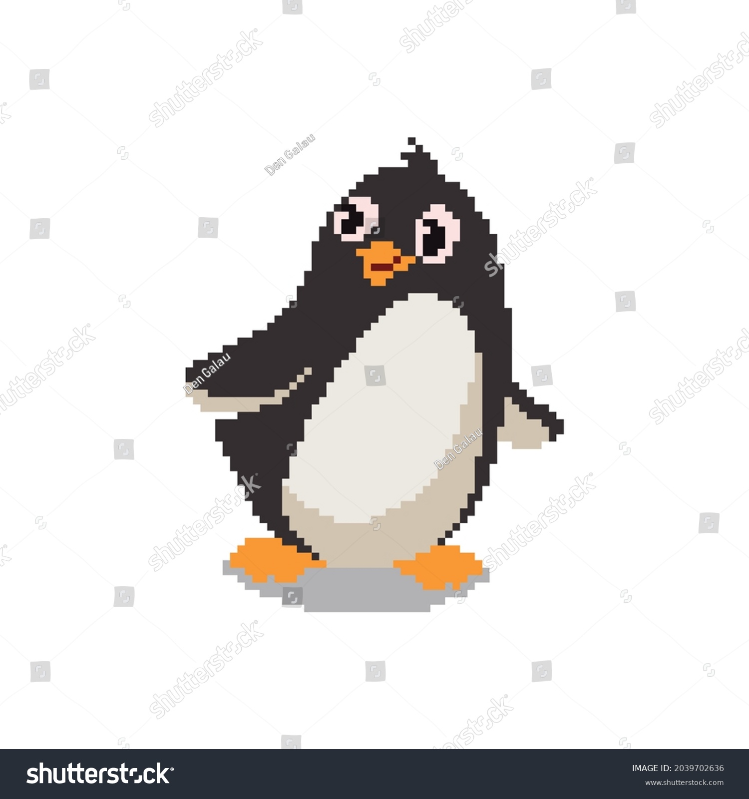 Ледяная дорога с пингвинами пиксельная