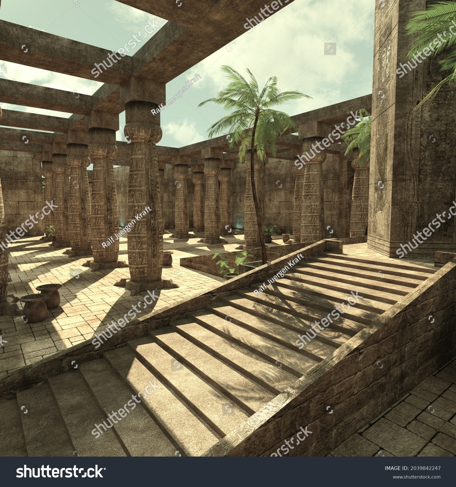 3dillustration Ancient Fantasy Temple Catacombs Background Stock ...