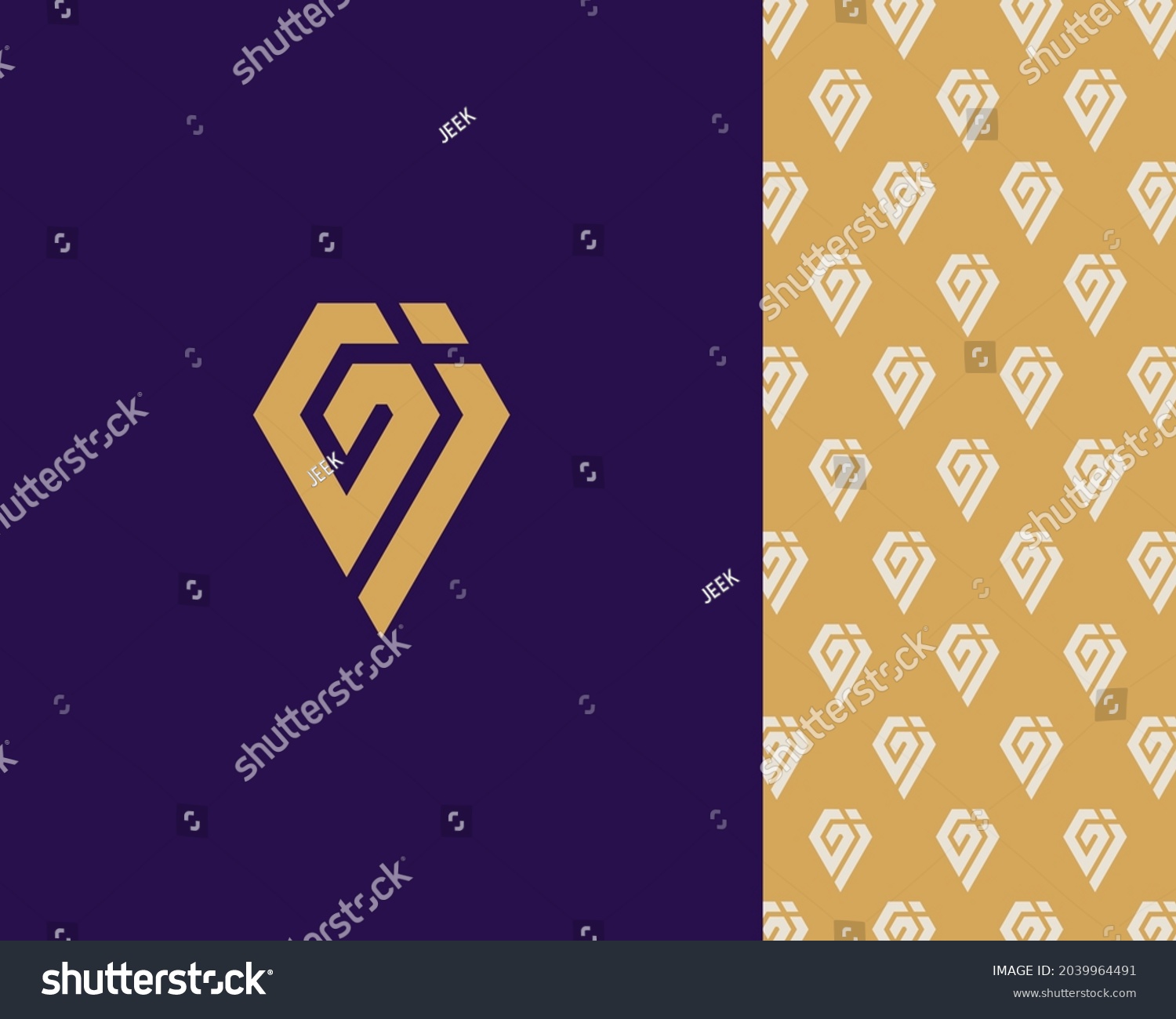 Letter G J Logo Design Creative Stock Vector (Royalty Free) 2039964491 ...