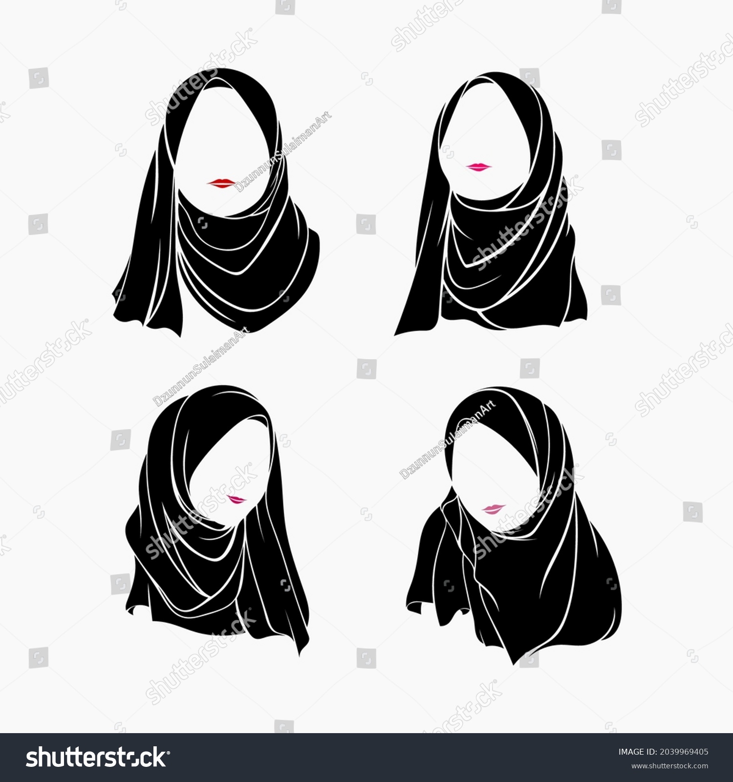 Muslim Woman Silhouette Hijab Fashion Logo Stock Vector (royalty Free 