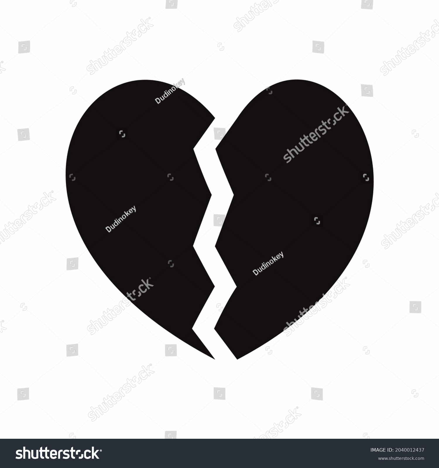 Broken Heart Silhouette Vector Illustration Heartbreak Stock Vector ...