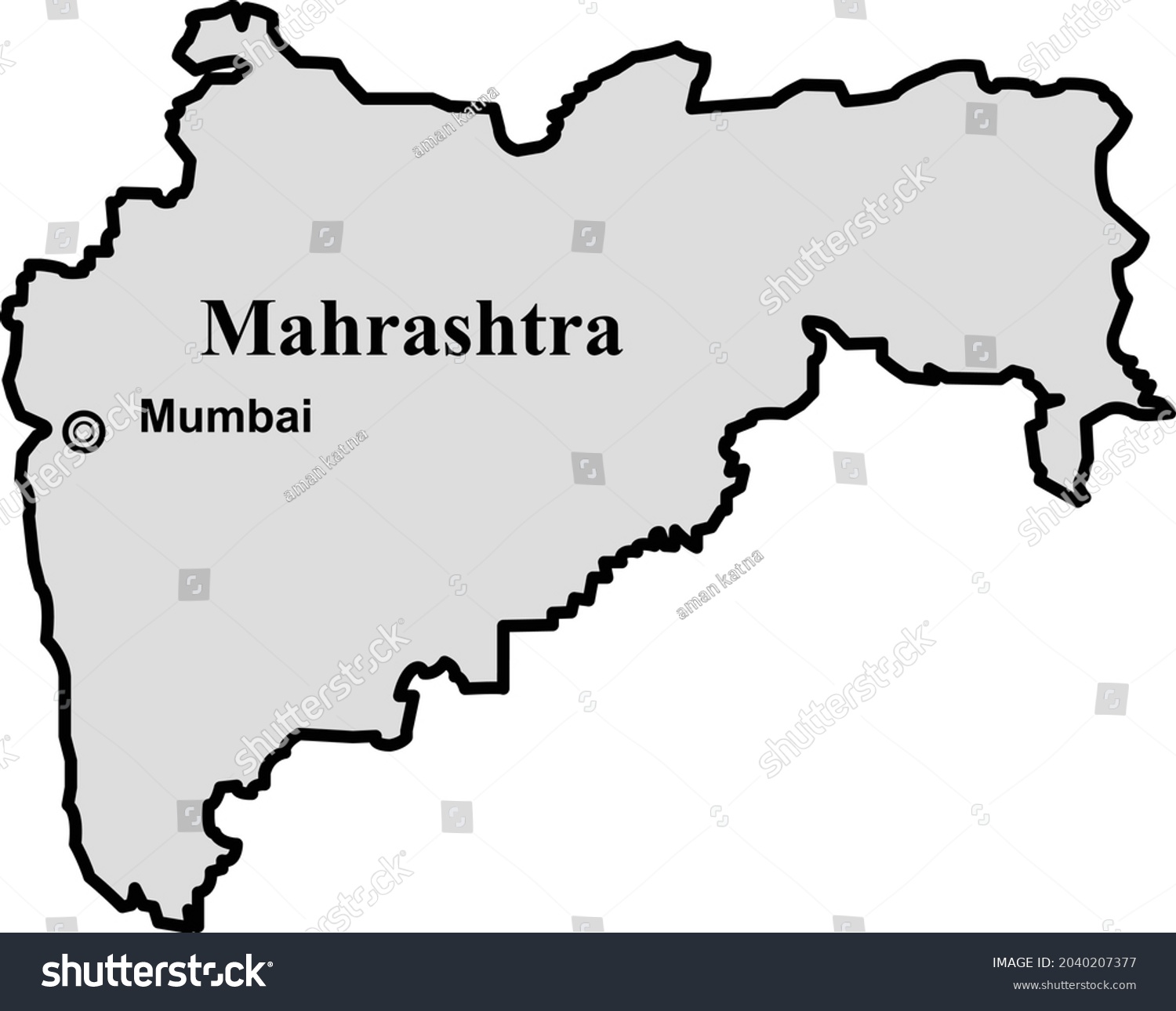 Maharashtra State Map Indian State Border Stock Vector (Royalty Free ...