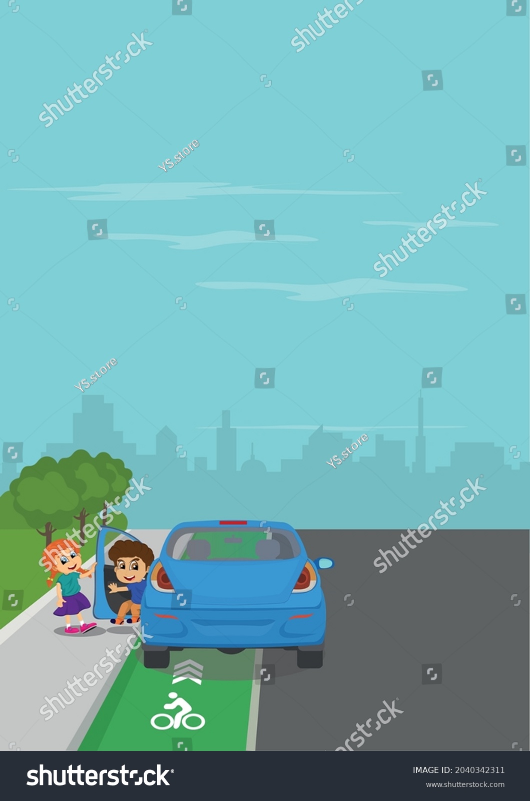 Two Children Got Out Car Safe Stock Vector (royalty Free) 2040342311 