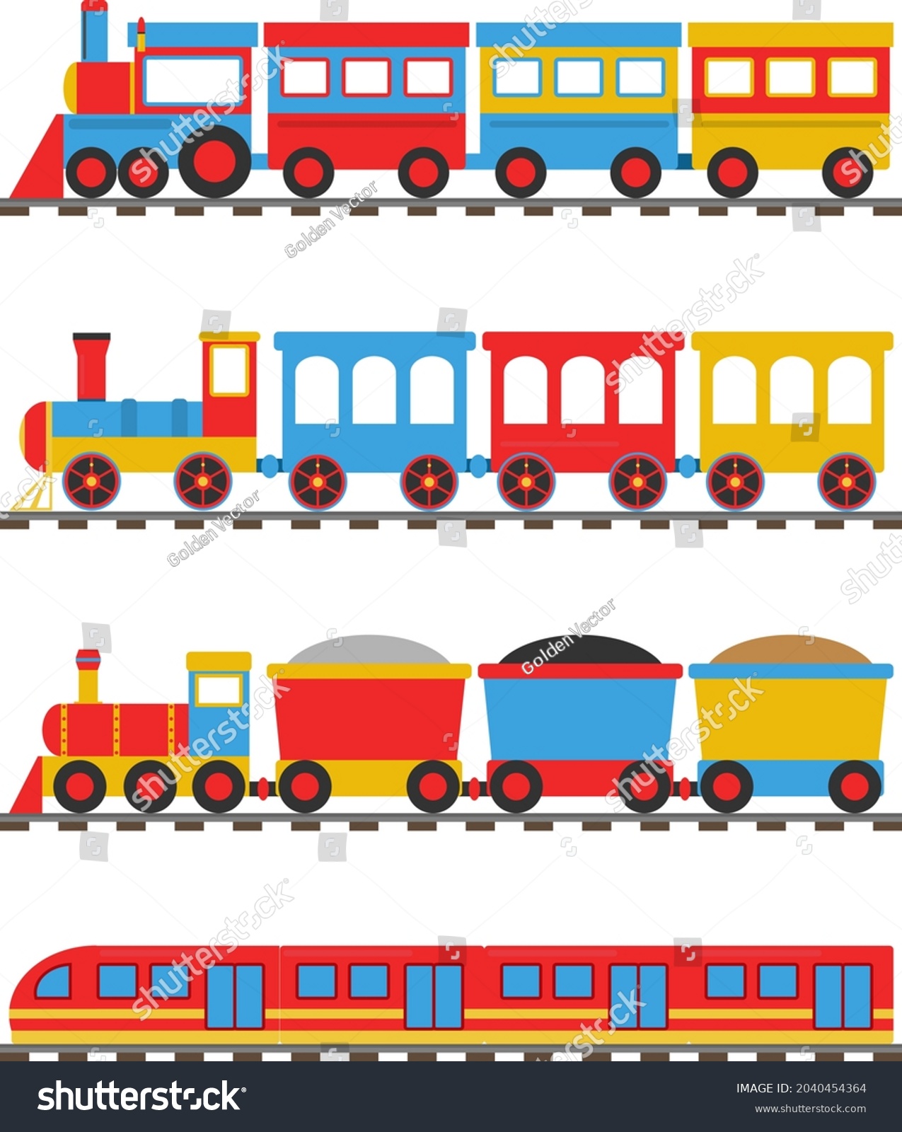 Cartoon Trains Set Cartoon Passenger Freight Stock Vector (Royalty Free ...