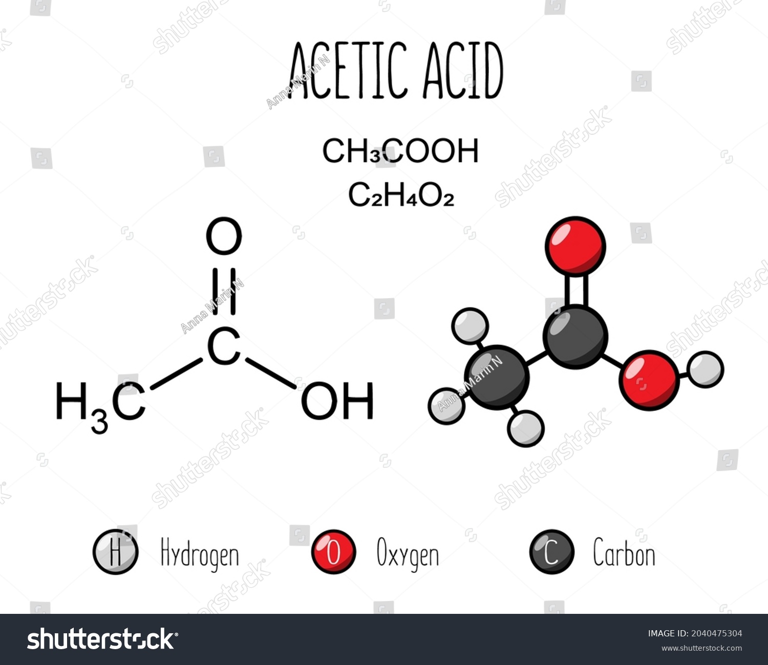 Acetic Acid Chemical Formula Cartoon Style Stock Vector (Royalty Free ...