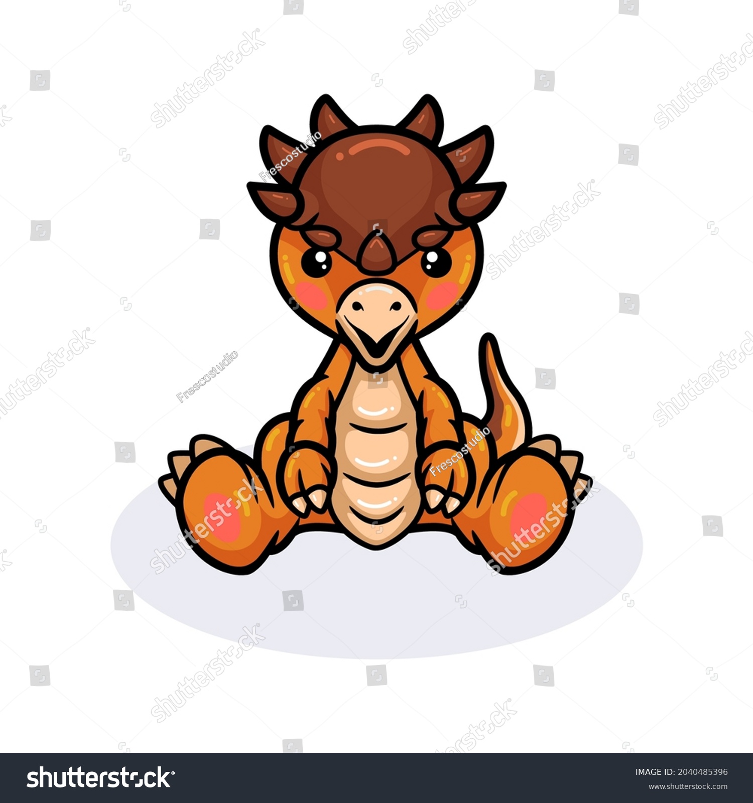 Cute Little Pachycephalosaurus Dinosaur Cartoon Sitting Stock Vector ...