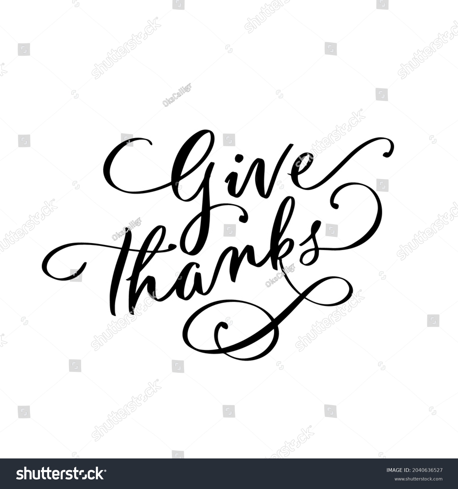 Give Thanks Handwritten Calligraphy Vector Lettering Stock Vector ...