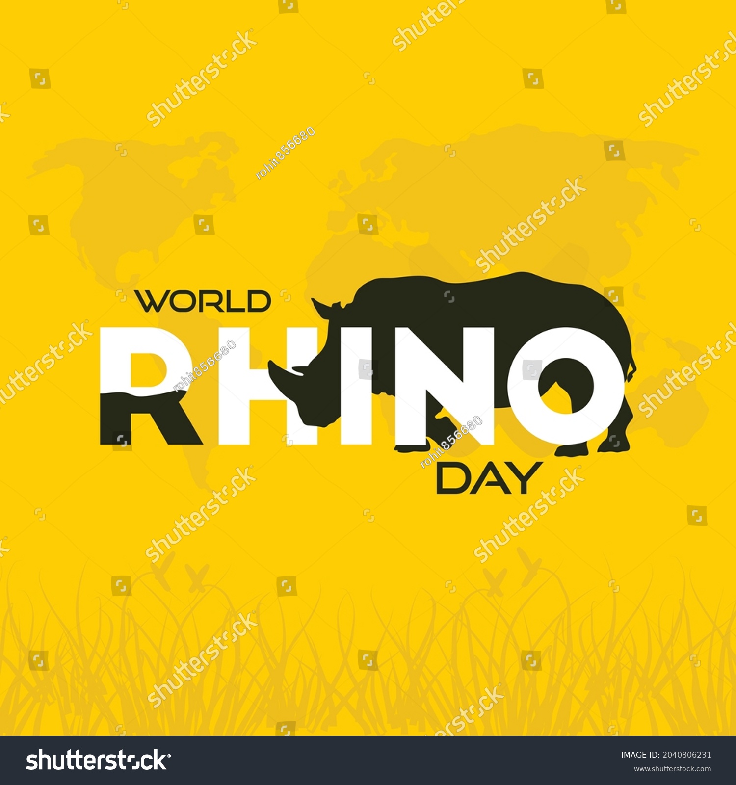 World Rhino Day Poster Illustration Rhino Stock Vector (Royalty Free