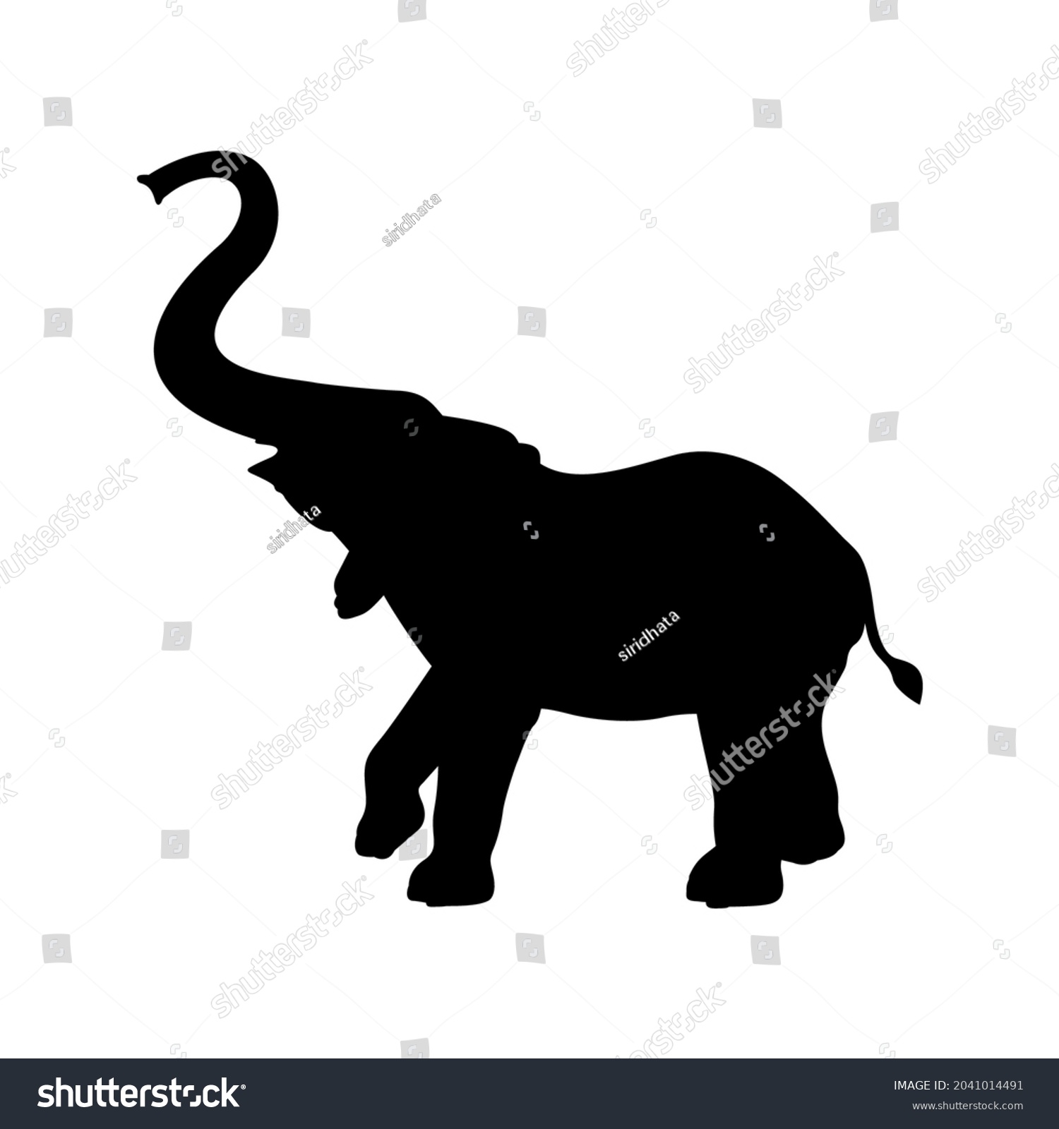 Vector Elephant Silhouette On White Background Stock Vector (royalty 