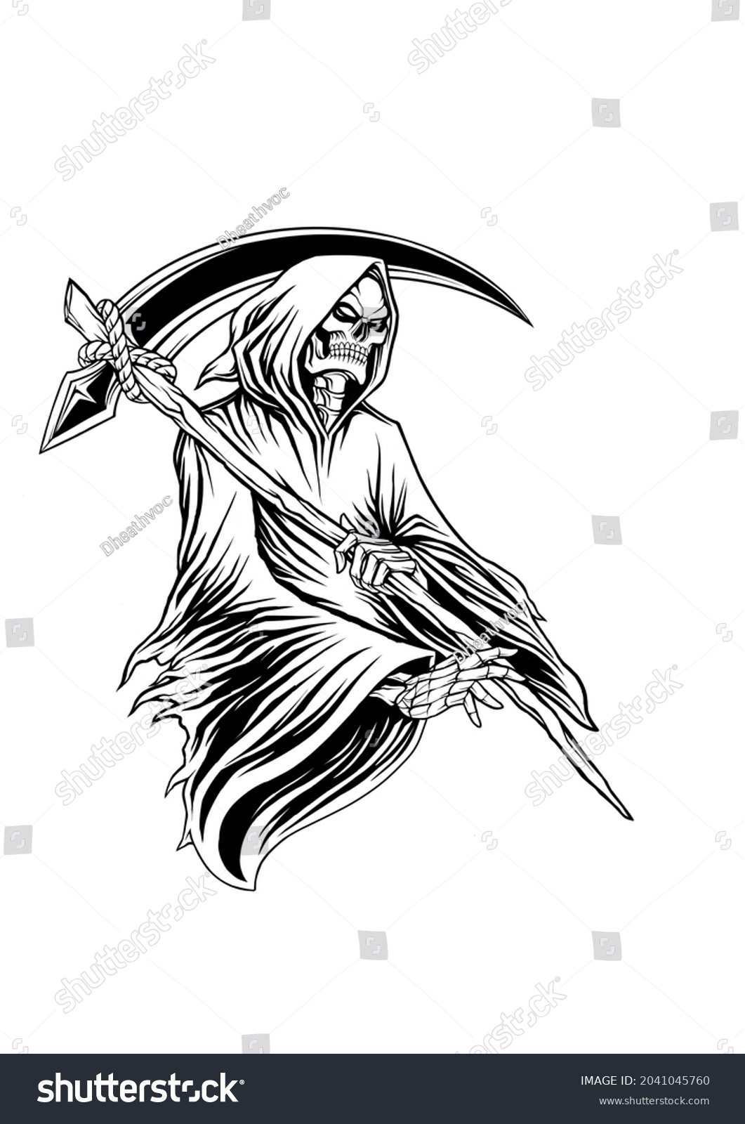 Grim Reaper Vectorillustration T Shirt Design Stock Illustration 