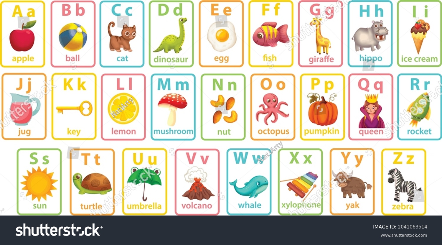 Alphabet Cards Kids Educational Preschool Learning Stock Vector ...