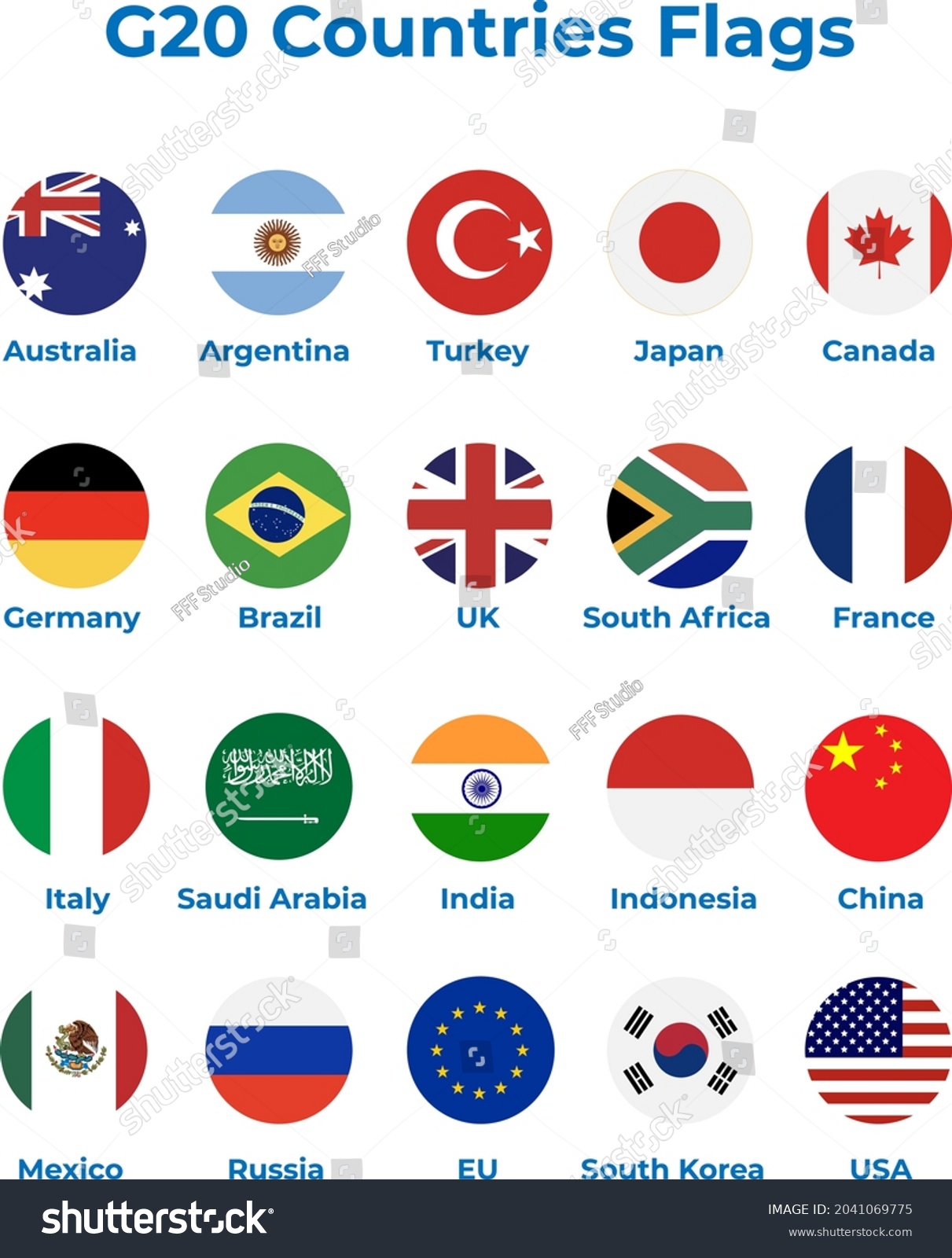 Vector Illustration G20 Countries Flags Group Stock Vector Royalty Free 2041069775 Shutterstock 6383