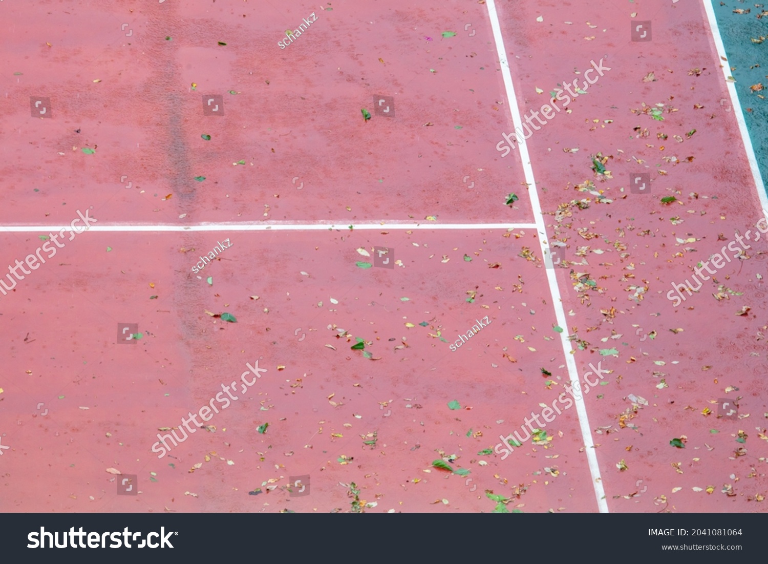 Tennis Court Rain Water Storm Stock Photo 2041081064 | Shutterstock