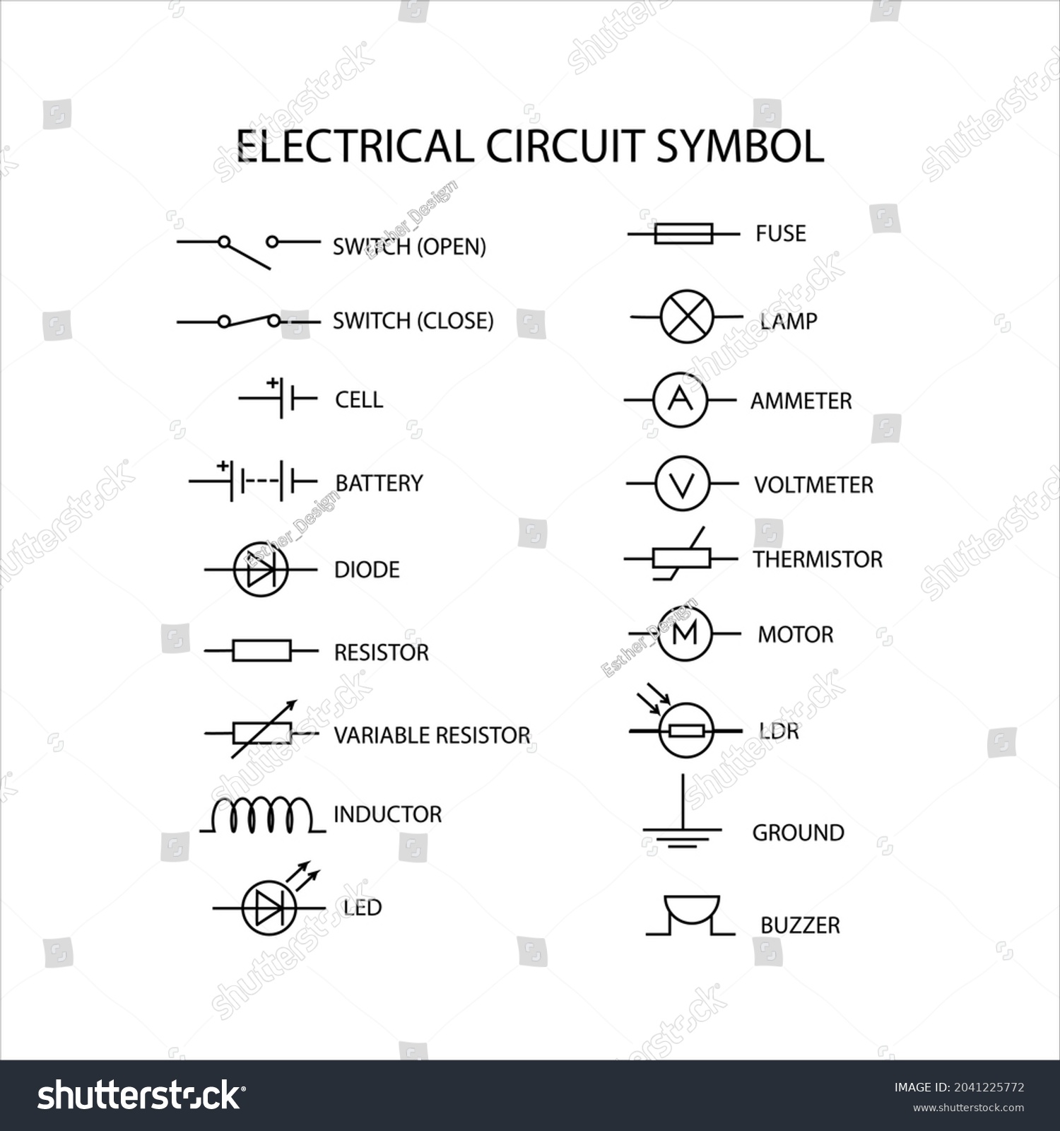 Electronic Circuit Symbols Icon Image Basic Stock Vector (Royalty Free ...