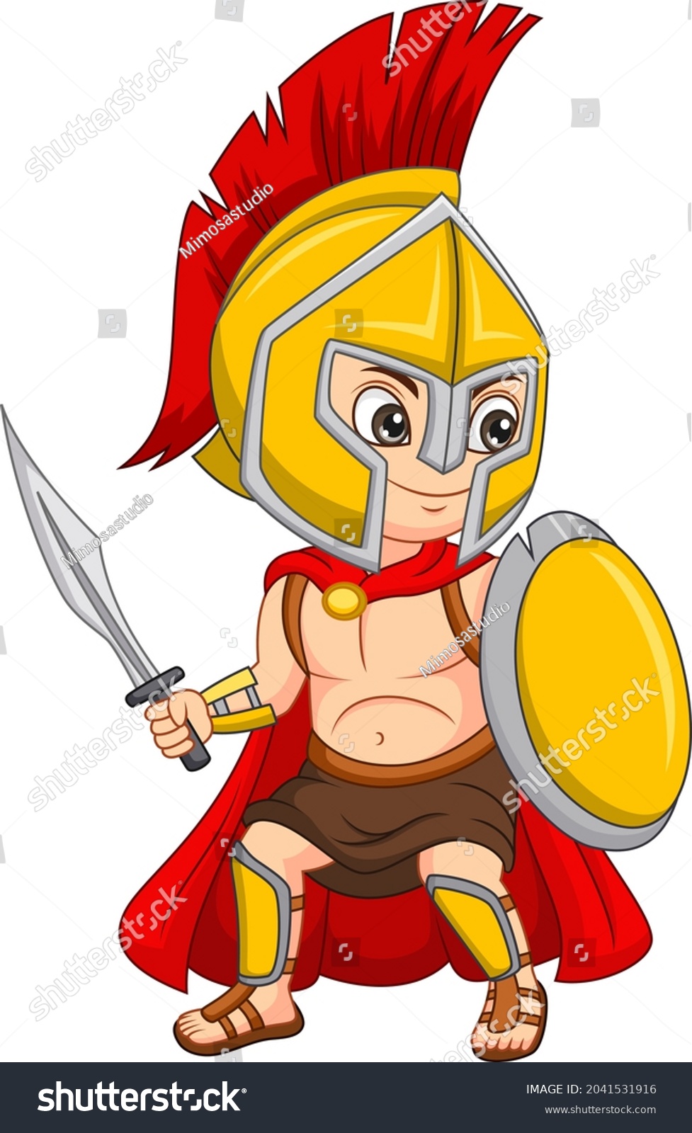 Cartoon Spartan Warrior Boy Holding Sword Stock Vector (Royalty Free ...