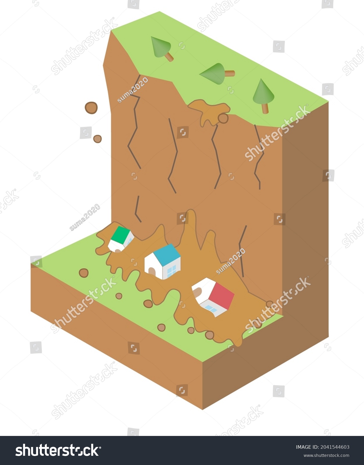 Types Structures Debris Flow Disasters Isometric Stock Vector (Royalty ...