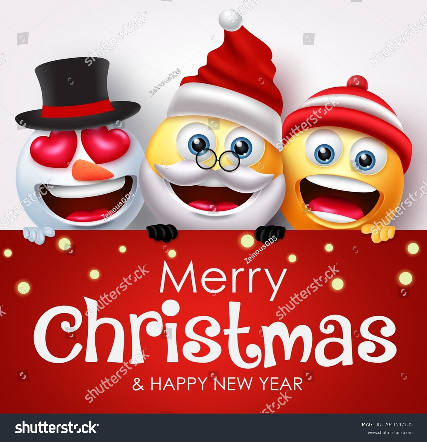 Christmas Emoji Characters Vector Template Merry Stock Vector (Royalty ...