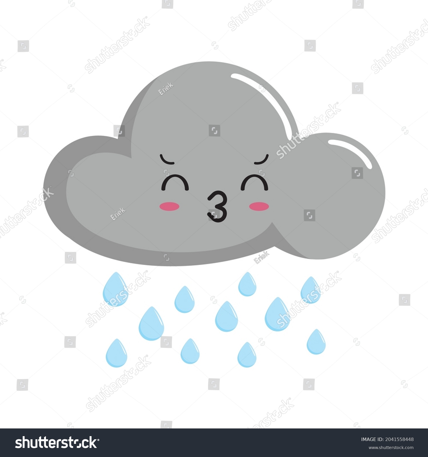 Cloud Rain Storm Kawaii Thunderstorm Cartoon Stock Vector (Royalty Free ...