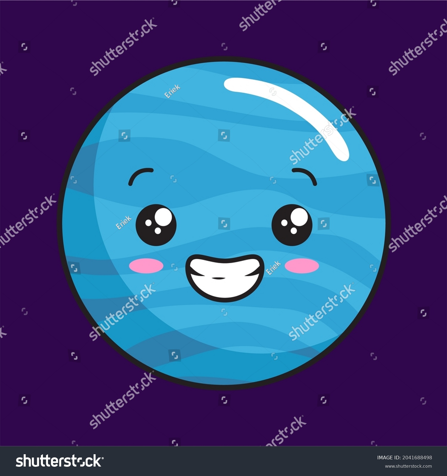 Neptune Planet Cartoon Kawaii Solar System Stock Vector (Royalty Free ...