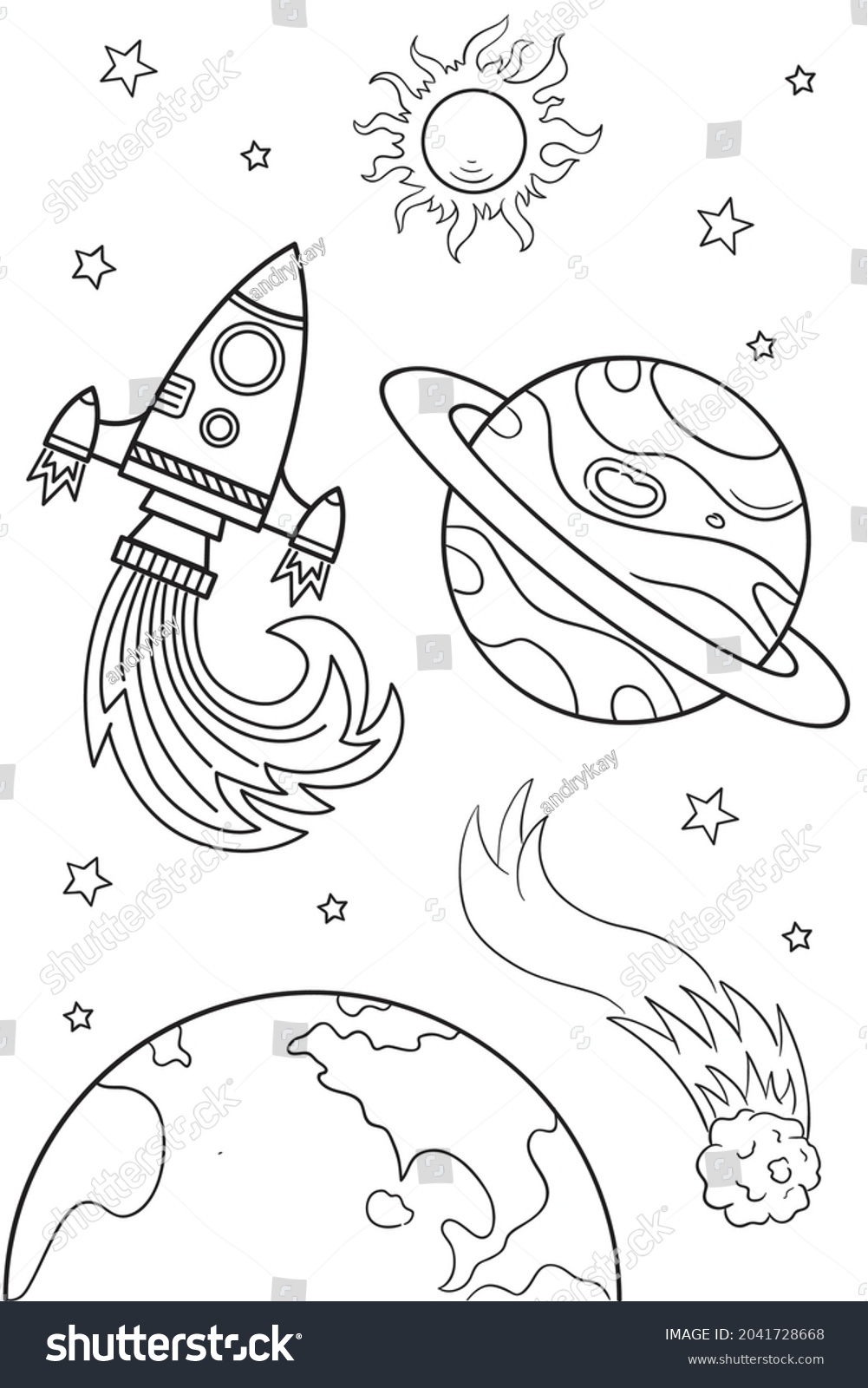 Hand Drawing Space Illustration Vector Sun Stock Vector (royalty Free 