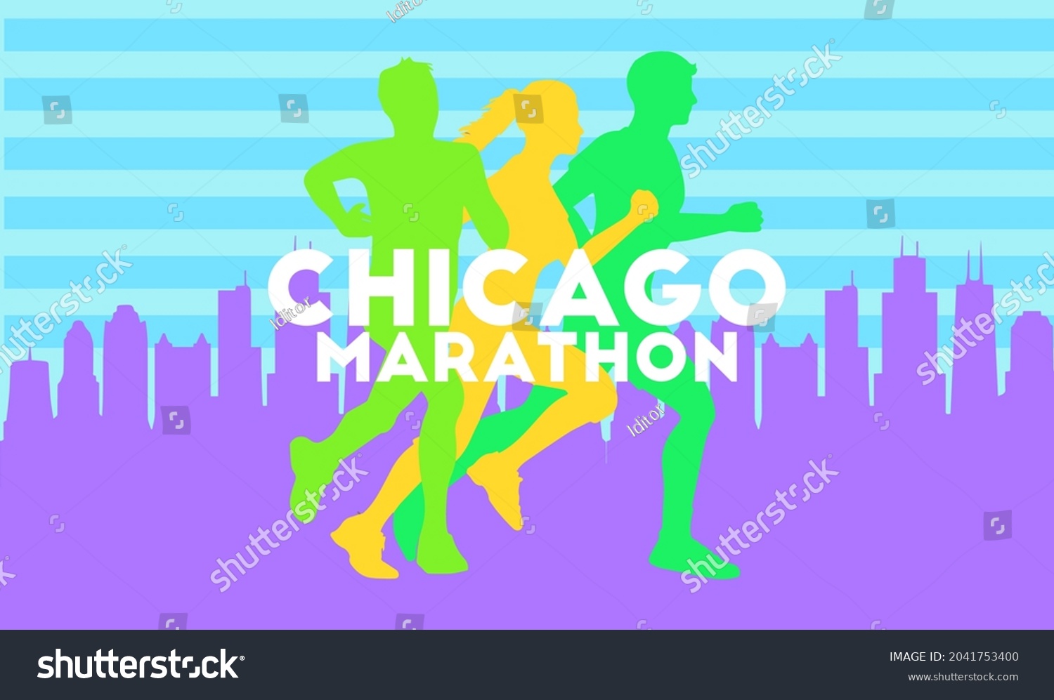 Annual Marathon Running Event Chicago Design Stock Vector (Royalty Free