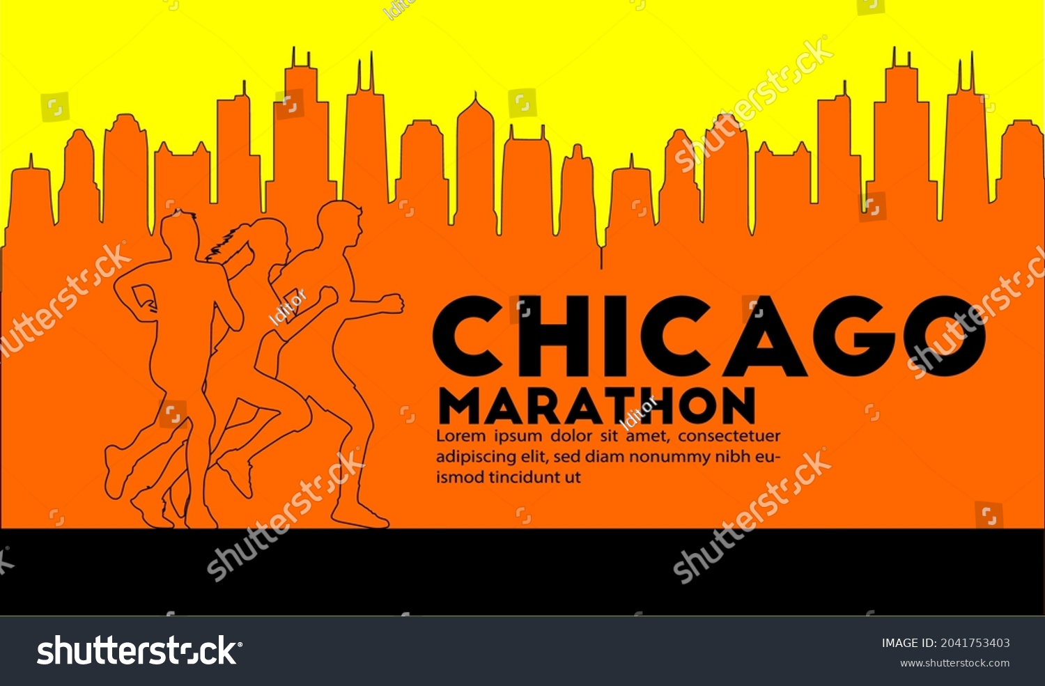 Annual Marathon Running Event Chicago Design Stock Vector (Royalty Free