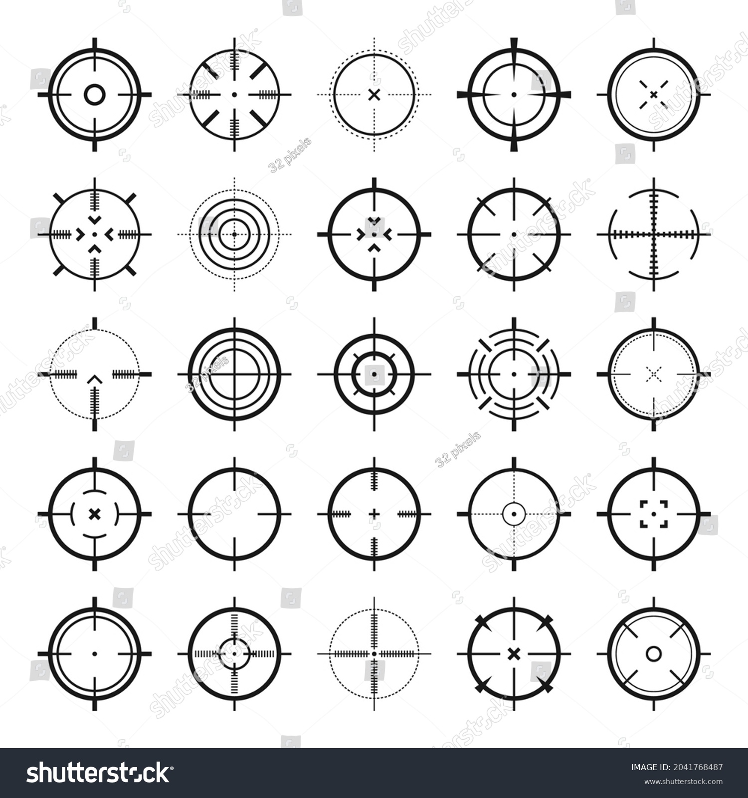 Crosshair Gun Sight Vector Icons Bullseye Stock Vector (Royalty Free ...