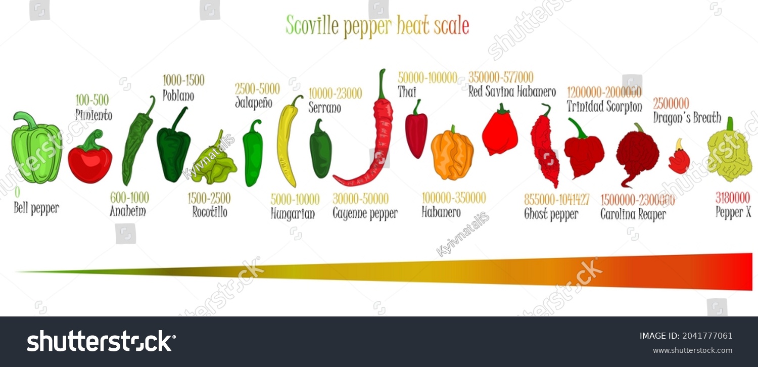 Scoville Pepper Heat Scale Pepper Illustration Stock Illustration