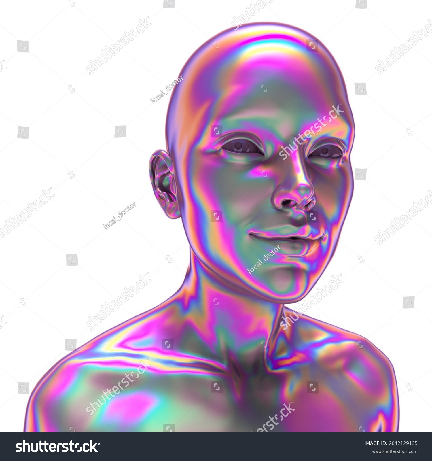 Holographic Human Bust Robotic Head Made Stock Illustration 2042129135 ...