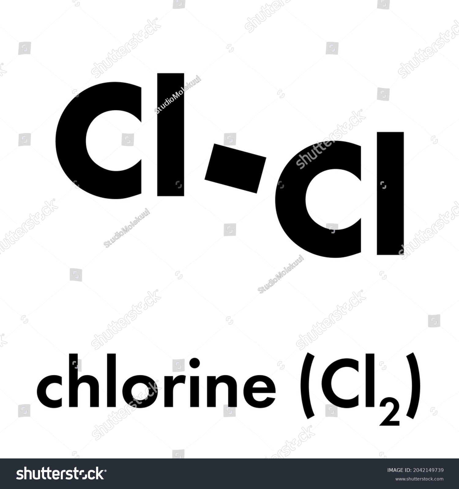 Elemental Chlorine Cl2 Skeletal Formula Stock Vector (Royalty Free ...