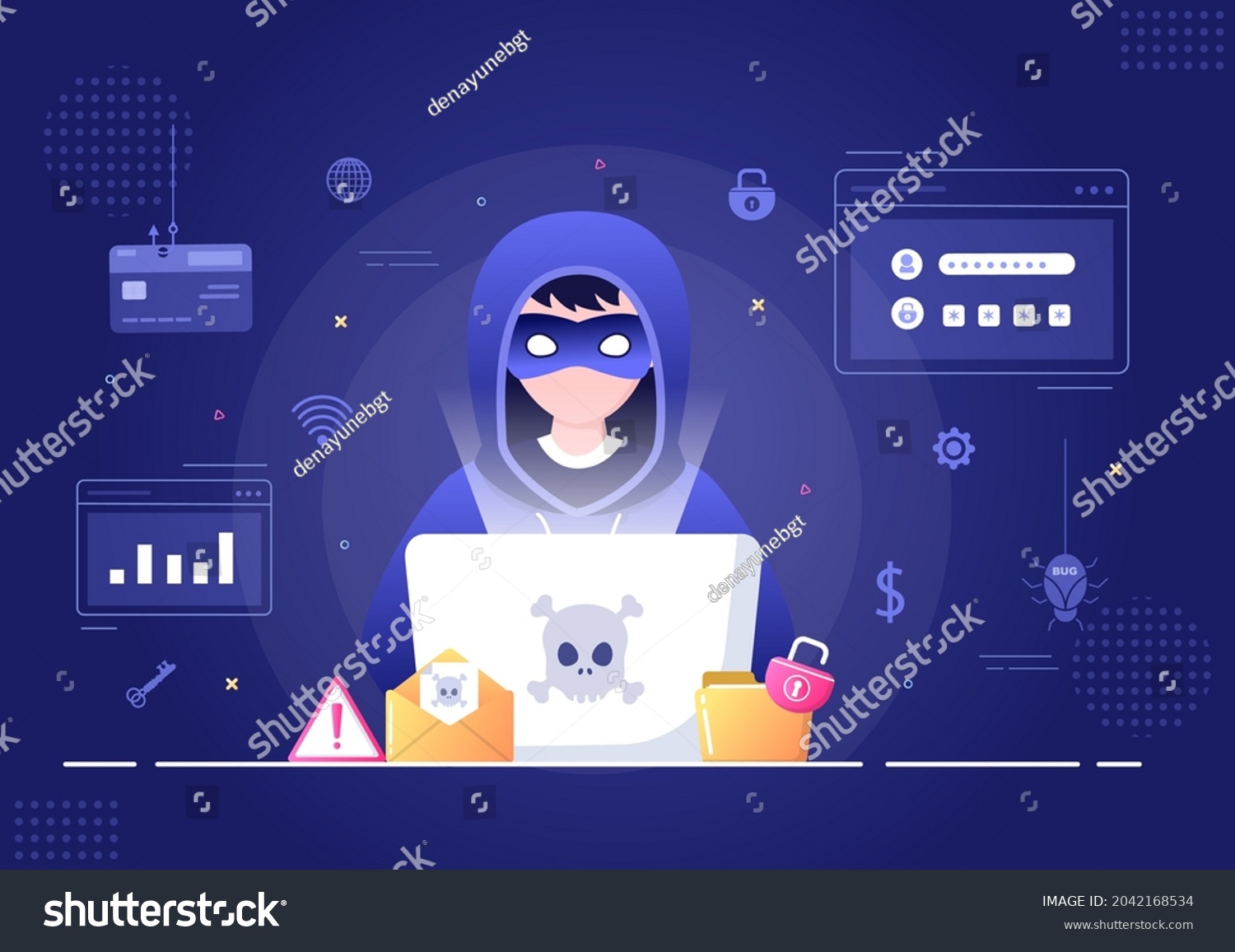 Hacker Using Computer Server Activity Hacked Stock Vector (royalty Free 