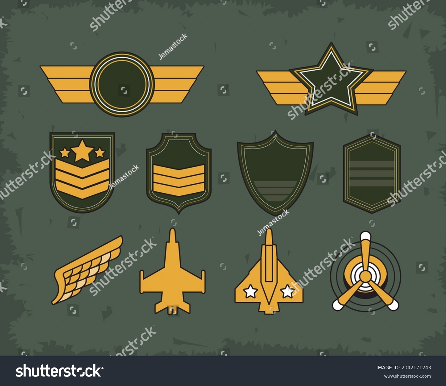 Ten Military Emblems Medals Stock Vector (Royalty Free) 2042171243 ...