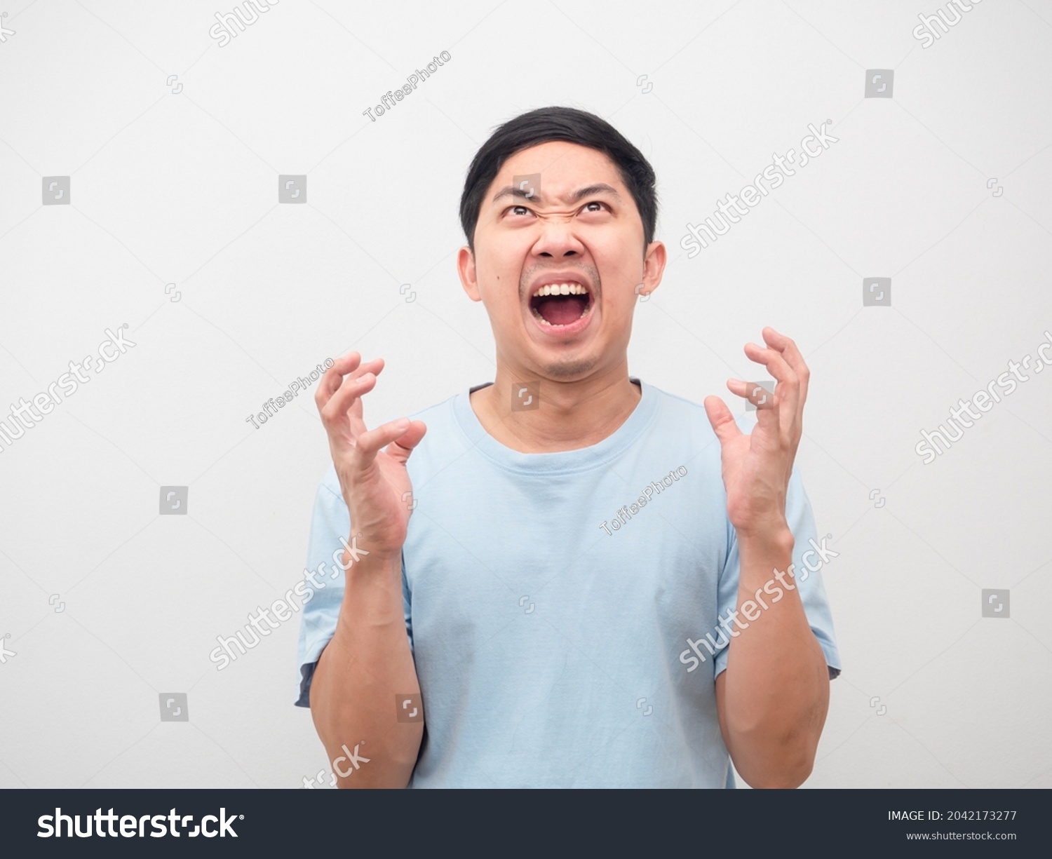 Man Gesture Angry Emotion Feeling Mad Stock Photo 2042173277 