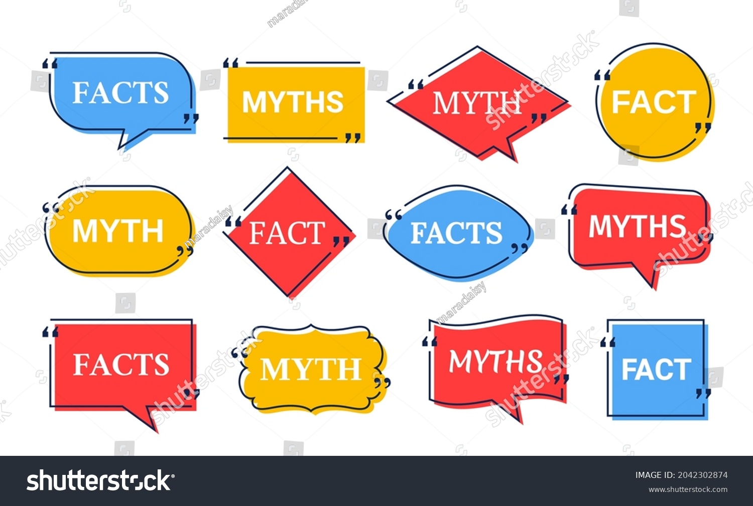 Fact Myth Speech Bubbles Vector Illustration Stock Vector (Royalty Free ...