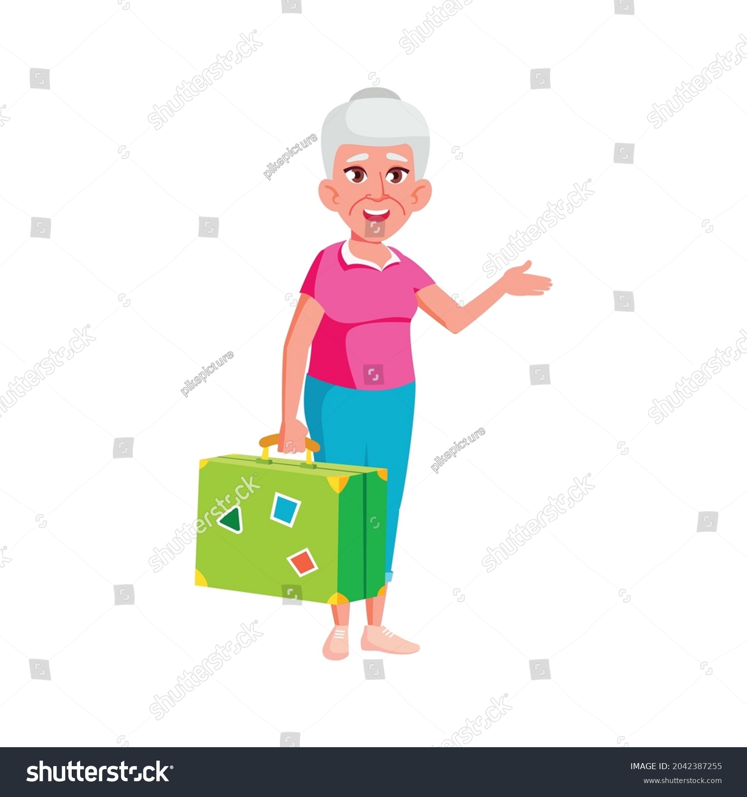 Grandmother Baggage Case Going Cruise Cartoon Stock Vector (Royalty ...