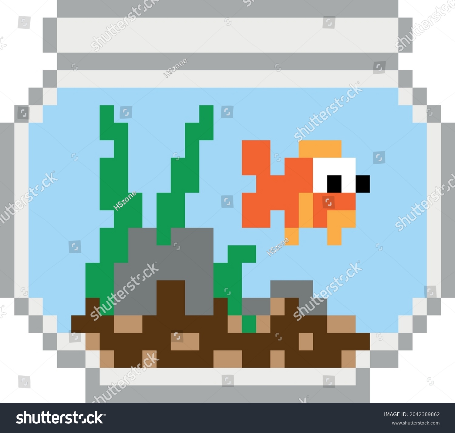 Fish Bowl Pixel Art Isolated On Stock Vector (Royalty Free) 2042389862 ...